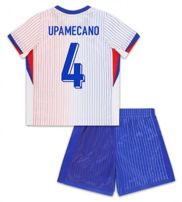 Frankrig Dayot Upamecano #4 Udebanesæt Børn EM 2024 Kort ærmer (+ korte bukser)